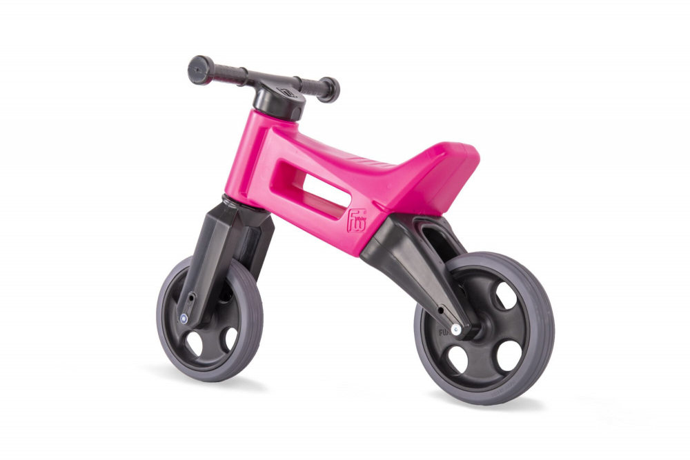 Tricicleta copii fara pedale 2 in 1 cu cosulet pentru ghidon Funny Wheels Rider Sport RozNegru, inaltime scaun 27-29 cm, raza de viraj limitata, de la 18 luni, greutate maxima admisa 25 Kg - 1
