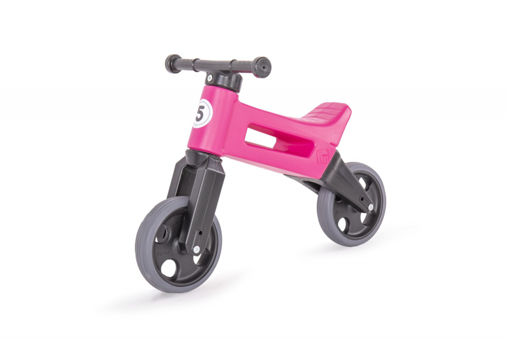 Tricicleta copii fara pedale 2 in 1 cu cosulet pentru ghidon Funny Wheels Rider Sport RozNegru, inaltime scaun 27-29 cm, raza de viraj limitata, de la 18 luni, greutate maxima admisa 25 Kg - 2