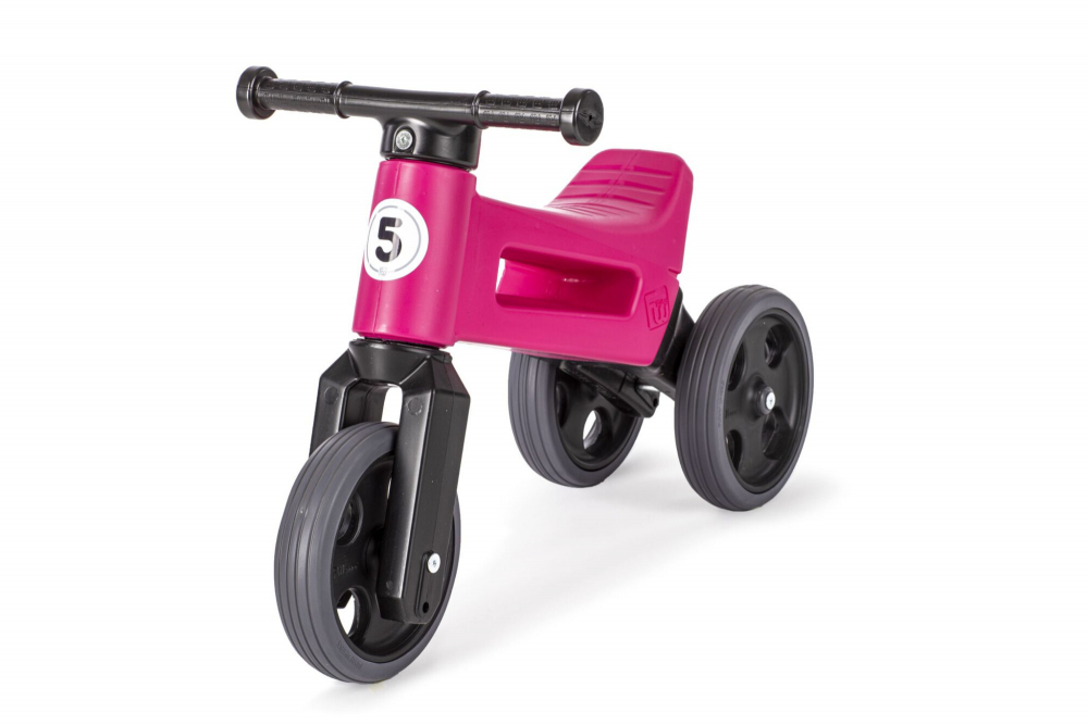 Tricicleta copii fara pedale 2 in 1 cu cosulet pentru ghidon Funny Wheels Rider Sport RozNegru, inaltime scaun 27-29 cm, raza de viraj limitata, de la 18 luni, greutate maxima admisa 25 Kg - 5