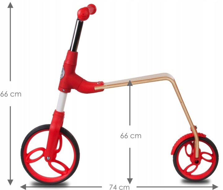 Trotineta pentru copii Sun Baby 006 EVO 360 Red, transformabila in bicicleta de echilibru fara pedale, vasrta 3-5 ani, greutatea maxima 20 kg, roti mari cauciucate, frana de picior pe roata din spate - 8