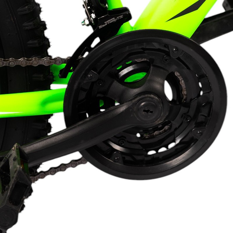 Bicicleta mountain bike, roti 26 inch, frana disc, cadru otel, schimbator shimano, suspensii furca, verde neon - 1 | YEO