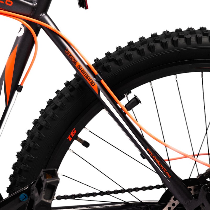 Bicicleta mtb 26 inch, schimbator shimano cu 21 viteze, suspensii fata, cadru otel, jante aluminiu, negru-portocaliu - 2