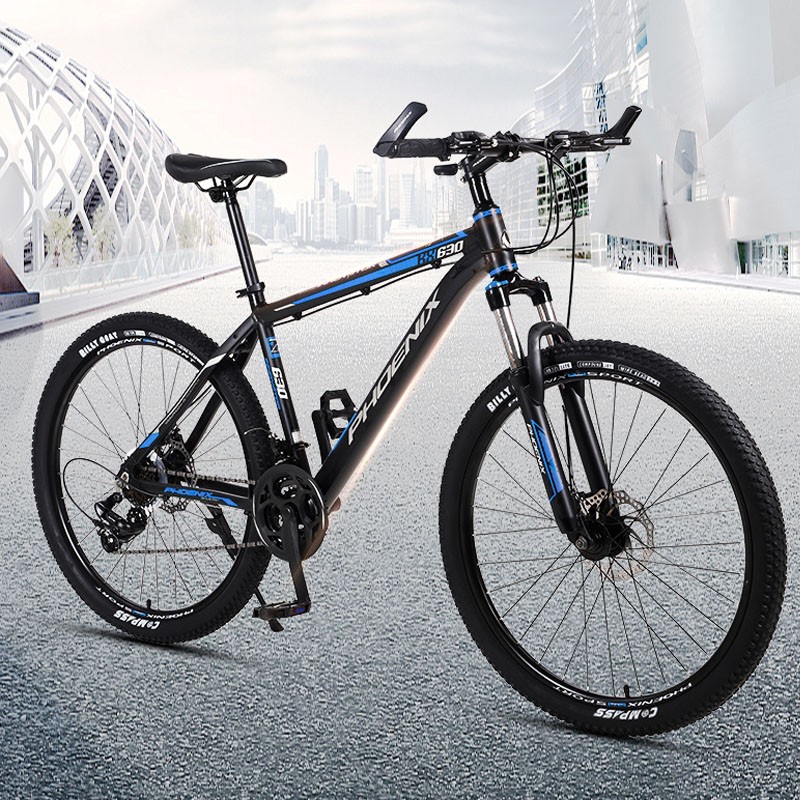Bicicleta mtb de 26 inch, 21 viteze shimano, jante aluminiu, frane disc, phoenix, negru-albastru - 2 | YEO