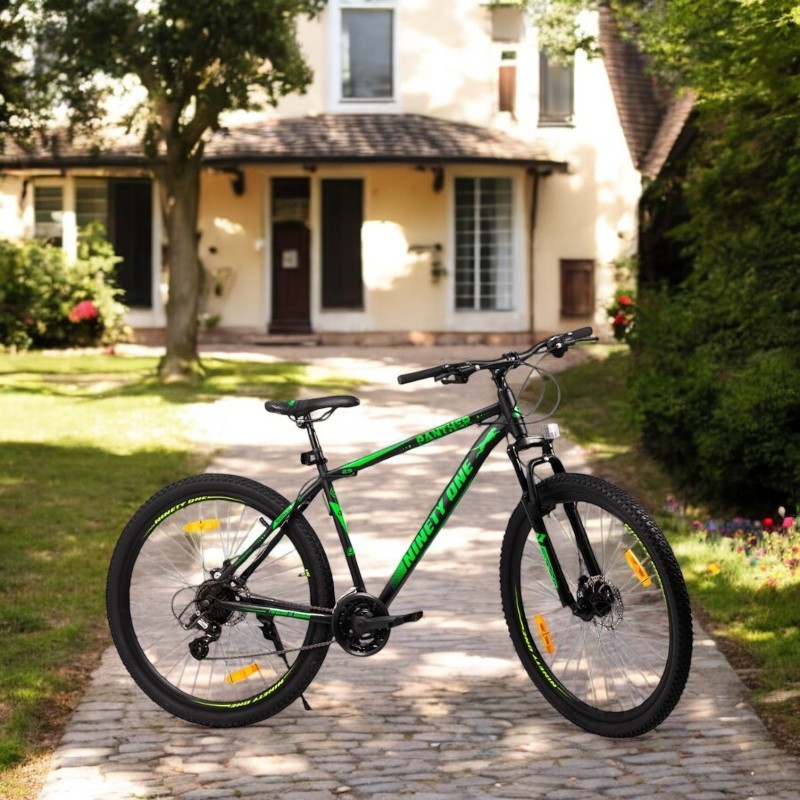 Bicicleta panther 29 inch, frane pe disc, 21 viteze, cadru otel, negru-verde - 4