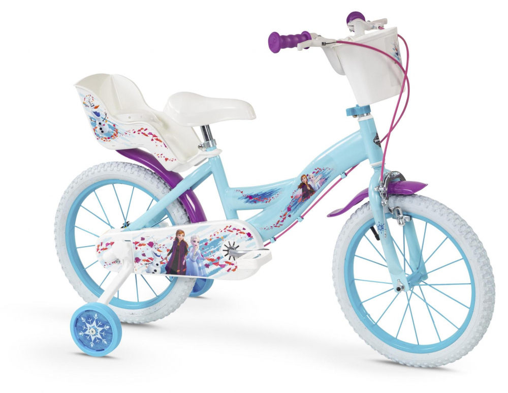 Bicicleta pentru copii Huffy Frozen II 16 cu roti ajutatoare si cosulet