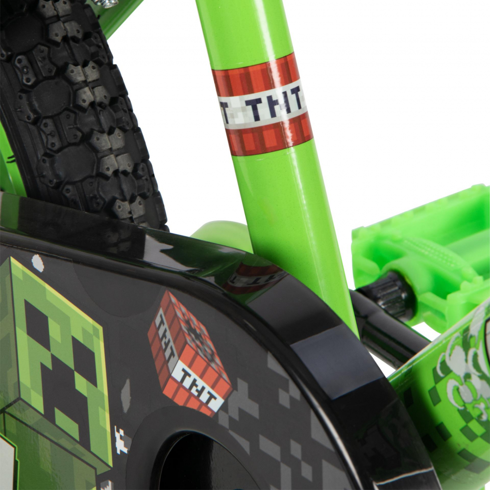 Bicicleta pentru copii Huffy Minecraft Green 16 inch cu roti ajutatoare luminoase - 1 | YEO