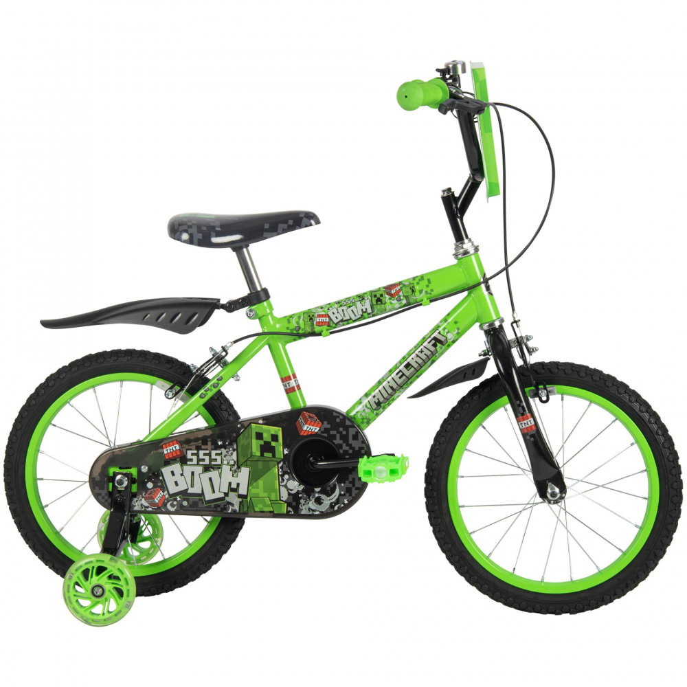 Bicicleta pentru copii Huffy Minecraft Green 16 inch cu roti ajutatoare luminoase - 6