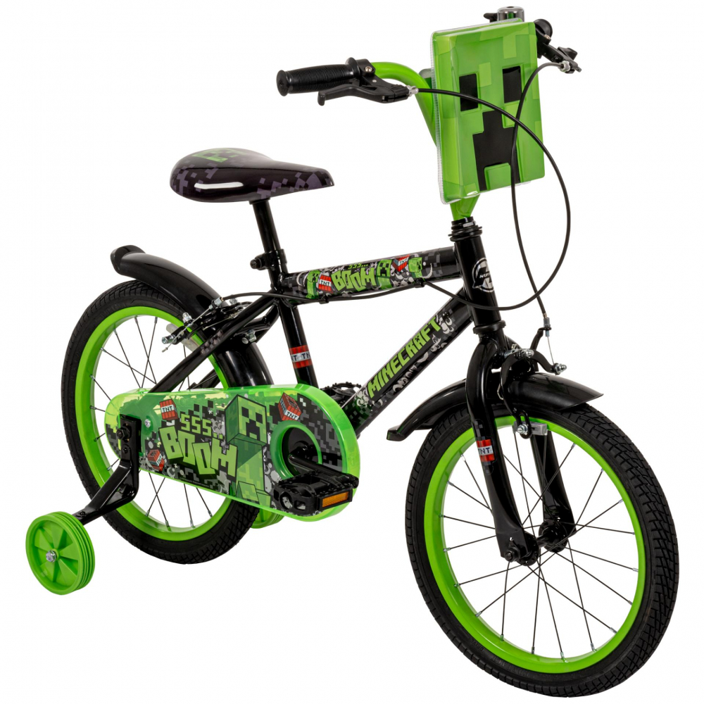 Bicicleta pentru copii Huffy Minecraft Black 16 inch cu roti ajutatoare luminoase - 4