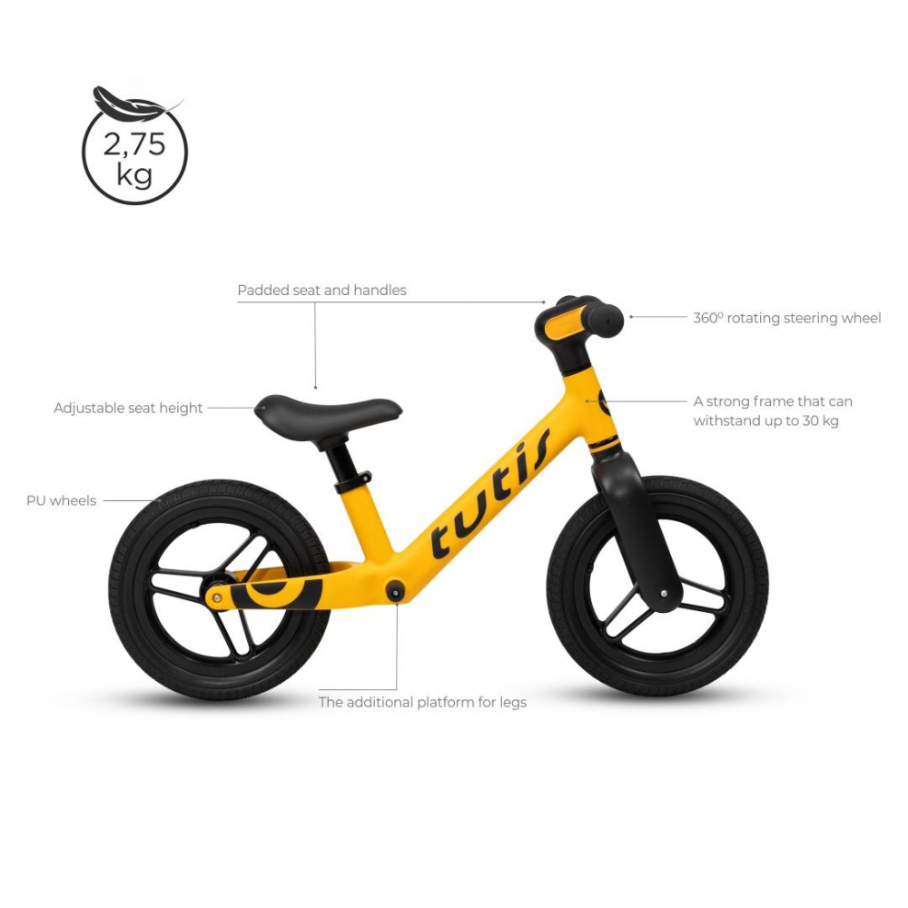 Bicicleta pentru copii Tutis Albastru 12 inch cu sezut reglabil si suport picioare - 4 | YEO