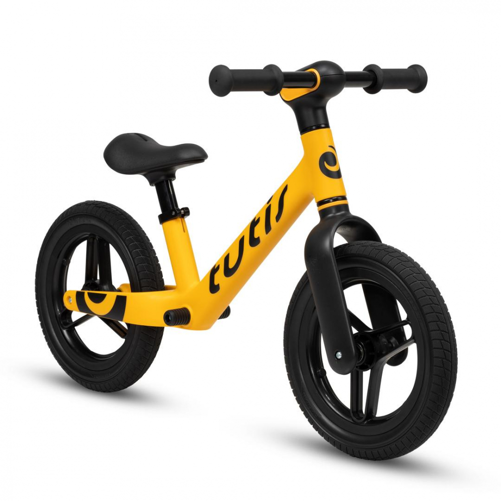Bicicleta pentru copii Tutis Galben 12 inch cu sezut reglabil si suport picioare