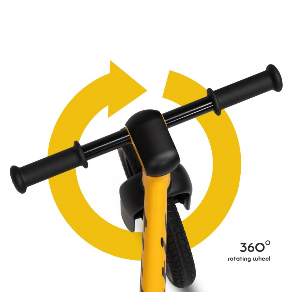 Bicicleta pentru copii fara pedale Tutis Galben 12 inch cu sezut reglabil si suport picioare, recomandata copiilor cu o inaltime de 90-115 cm, scaun reglabil pe inaltime - 5