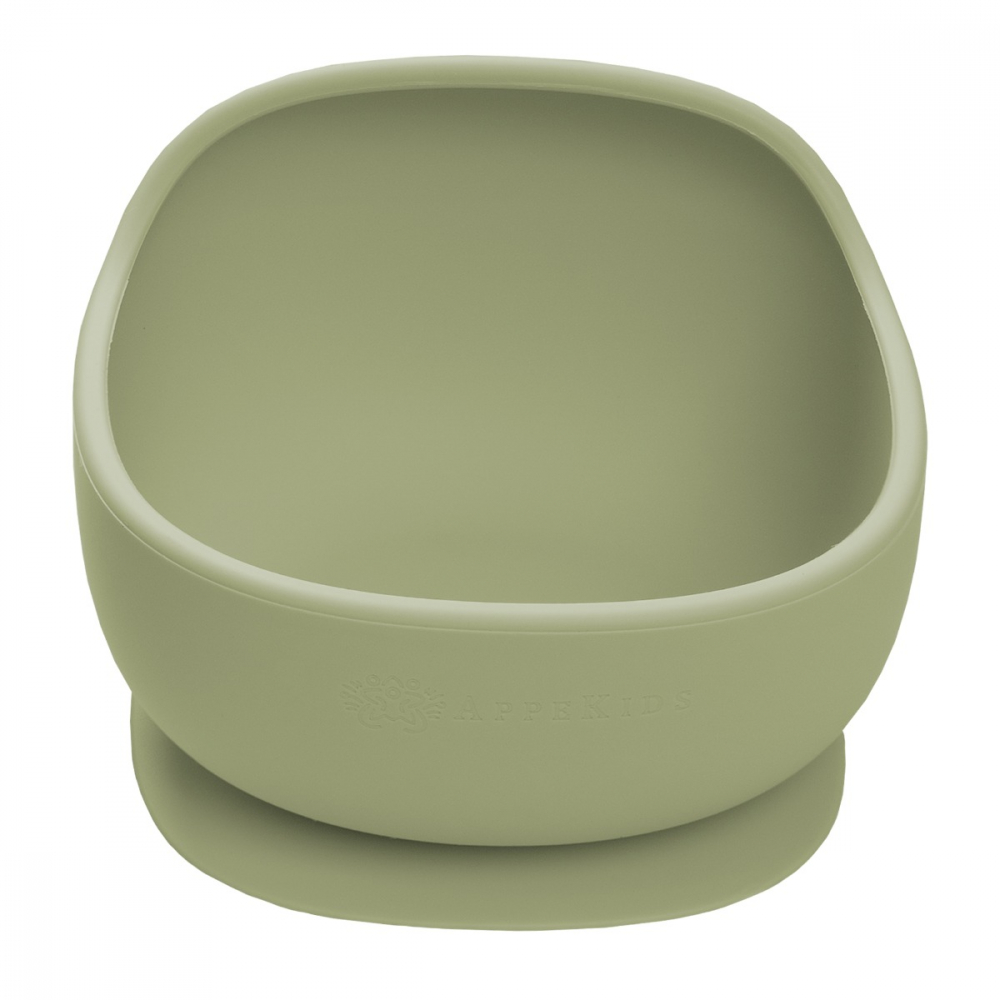 Bol din silicon cu ventuza AppeKids Classic Raw Green