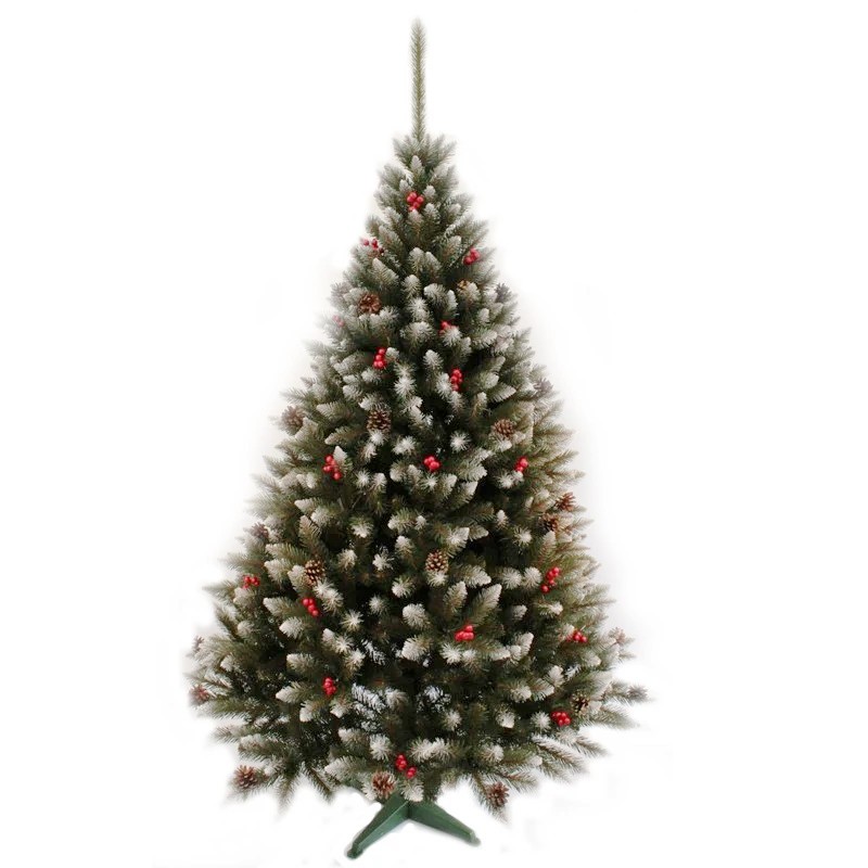 Brad artificial, conuri de brad si fructe rosii, cherry tree 180 cm, aspect nins - 3