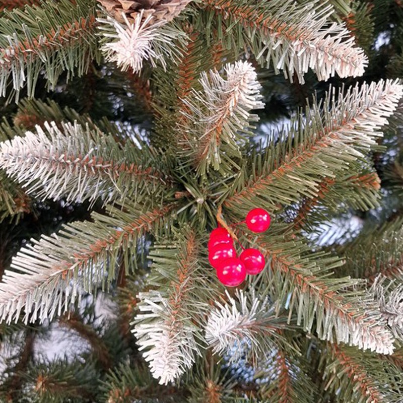 Brad artificial, conuri de brad si fructe rosii, cherry tree 180 cm, aspect nins - 2 | YEO