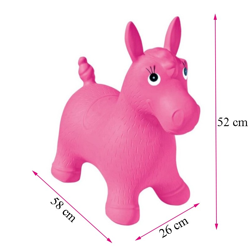 Calut gonflabil din cauciuc, jucarie saltareata 58x26x52 cm, roz - 1 | YEO