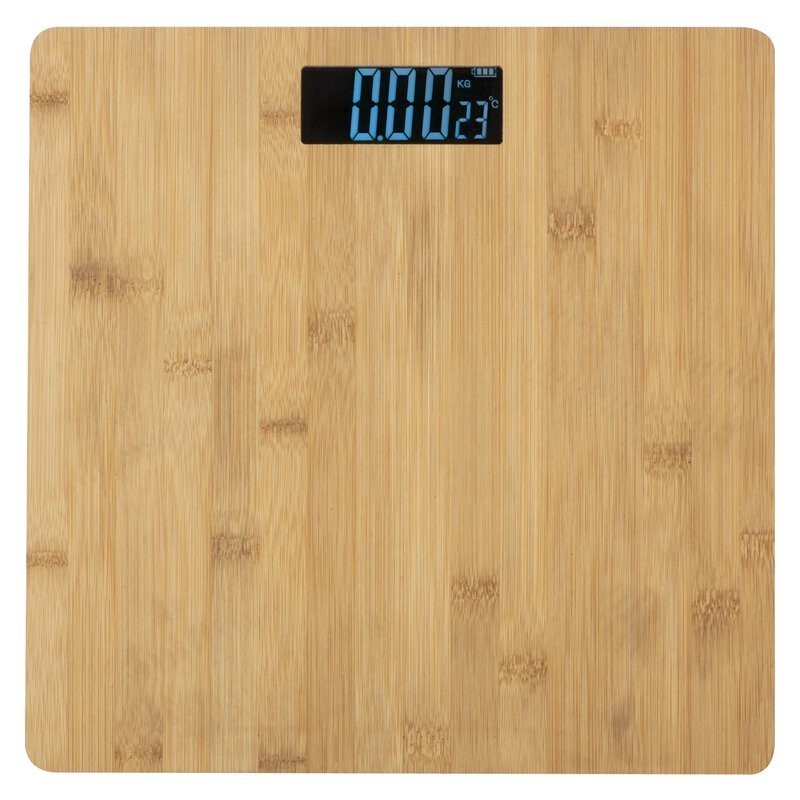 Cantar corporal digital, 180 kg, afisaj lcd, aspect bambus, 28x28 cm