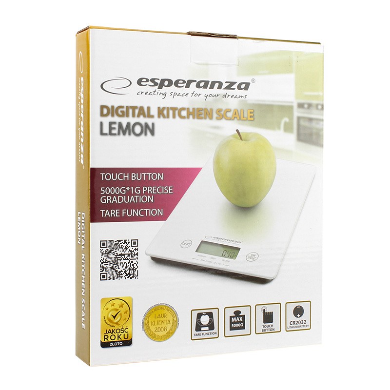 Cantar de bucatarie digital, sticla, maxim 5 kg, touchpad, lemon esperanza - 2 | YEO
