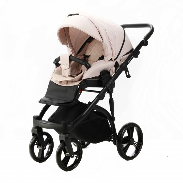 Carucior pentru copii, Adamex, 2 in 1, Lanti PS33, Pliabil, landou cu salteluta, copertina reglabila, roti frontale pivotante, cu dubla suspensie si husa de ploaie inclusa, Linen  EcoLeather Sandstone - 4
