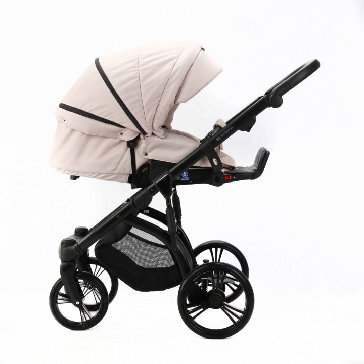 Carucior pentru copii, Adamex, 2 in 1, Lanti PS33, Pliabil, landou cu salteluta, copertina reglabila, roti frontale pivotante, cu dubla suspensie si husa de ploaie inclusa, Linen  EcoLeather Sandstone - 5