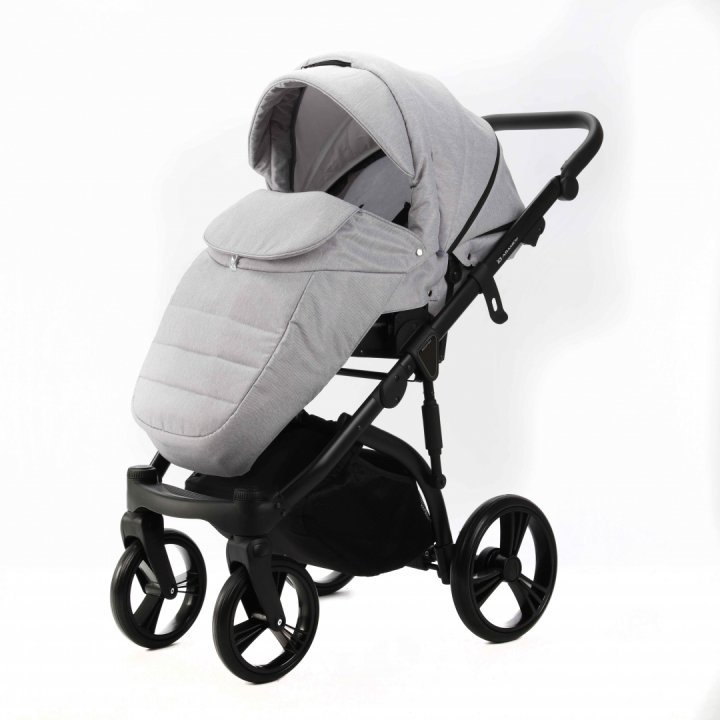 Carucior pentru copii, Adamex, 2 in 1 Lanti PS79, Pliabil, landou cu salteluta, copertina reglabila, roti frontale pivotante, cu dubla suspensie si husa de ploaie inclusa, Linen  EcoLeather, Grey Heather - 1
