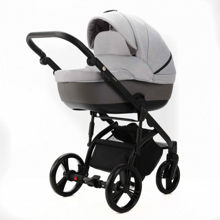 Carucior pentru copii, Adamex, 2 in 1 Lanti PS79, Pliabil, landou cu salteluta, copertina reglabila, roti frontale pivotante, cu dubla suspensie si husa de ploaie inclusa, Linen  EcoLeather, Grey Heather - 2