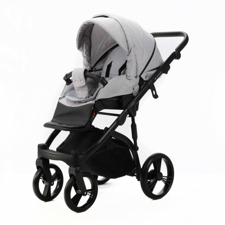 Carucior pentru copii, Adamex, 2 in 1 Lanti PS79, Pliabil, landou cu salteluta, copertina reglabila, roti frontale pivotante, cu dubla suspensie si husa de ploaie inclusa, Linen  EcoLeather, Grey Heather - 5