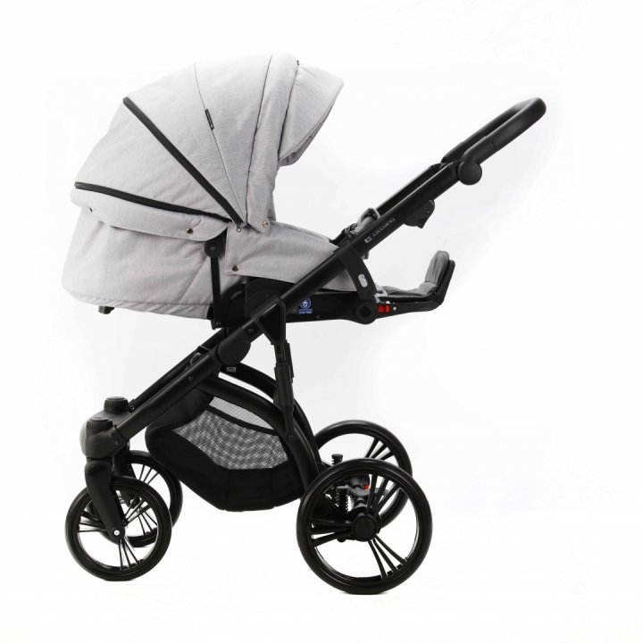 Carucior pentru copii, Adamex, 2 in 1 Lanti PS79, Pliabil, landou cu salteluta, copertina reglabila, roti frontale pivotante, cu dubla suspensie si husa de ploaie inclusa, Linen  EcoLeather, Grey Heather - 7