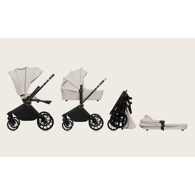 Carucior 2 in 1, Lionelo, Mika Plus, Cadru din aluminiu, Cu landou intarit si salteluta moale, Reversibil, Cu sistem de ventilatie 3D, Cu accesorii, Pana la 22 kg, Conform cu EN1888-1 EN1888-2, EN1466, Bej - 1