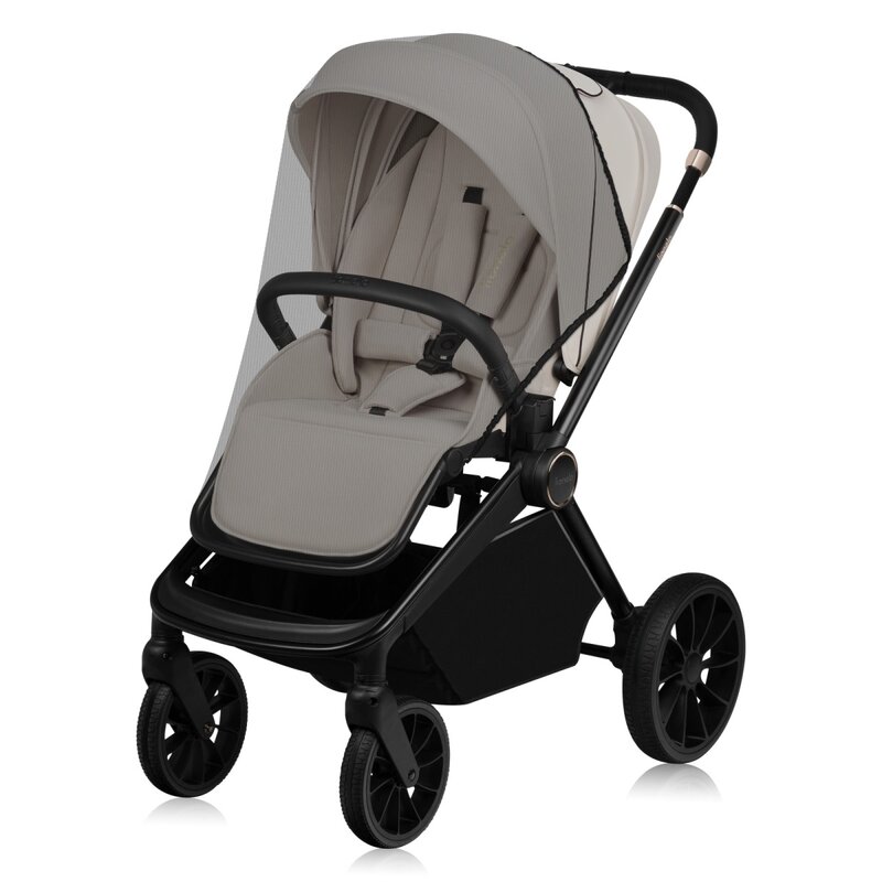 Carucior 2 in 1, Lionelo, Mika Plus, Cadru din aluminiu, Cu landou intarit si salteluta moale, Reversibil, Cu sistem de ventilatie 3D, Cu accesorii, Pana la 22 kg, Conform cu EN1888-1 EN1888-2, EN1466, Bej - 2
