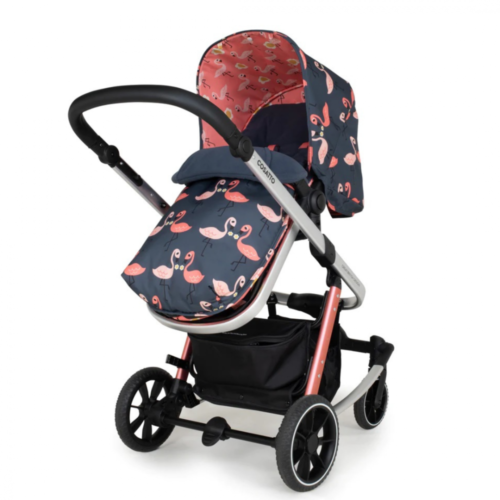 Carucior 3 in 1 pentru copii Cosatto Giggle Trail Pretty Flamingo, geanta de infasat, saculet pentru picioare, husa ploaie