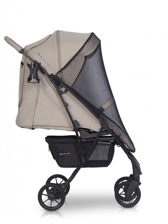 Carucior pentru copii Euro-Cart Volt Pro, omologat pana la 22 kg, Fossil Black Edition, ultracompact, pliabil cu o singura mana, spatar reglabil in 3 pozitii, roti cu suspensie - 3