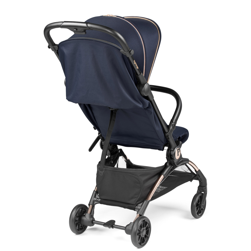 Carucior copii Peg Perego Volo, ultracompact, 0 - 22 kg, cu spatar si suport pentru picioare reglabile, frana centralizata, bara frontala detasabila si geanta transport inclusa,  5.4 kg, Blue Shine, Albastru - 5