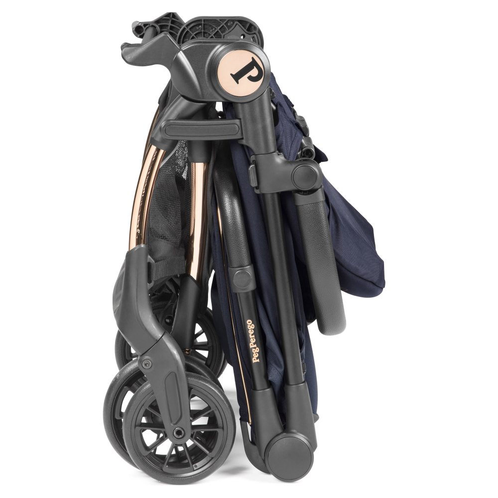Carucior copii Peg Perego Volo, ultracompact, 0 - 22 kg, cu spatar si suport pentru picioare reglabile, frana centralizata, bara frontala detasabila si geanta transport inclusa,  5.4 kg, Blue Shine, Albastru - 7
