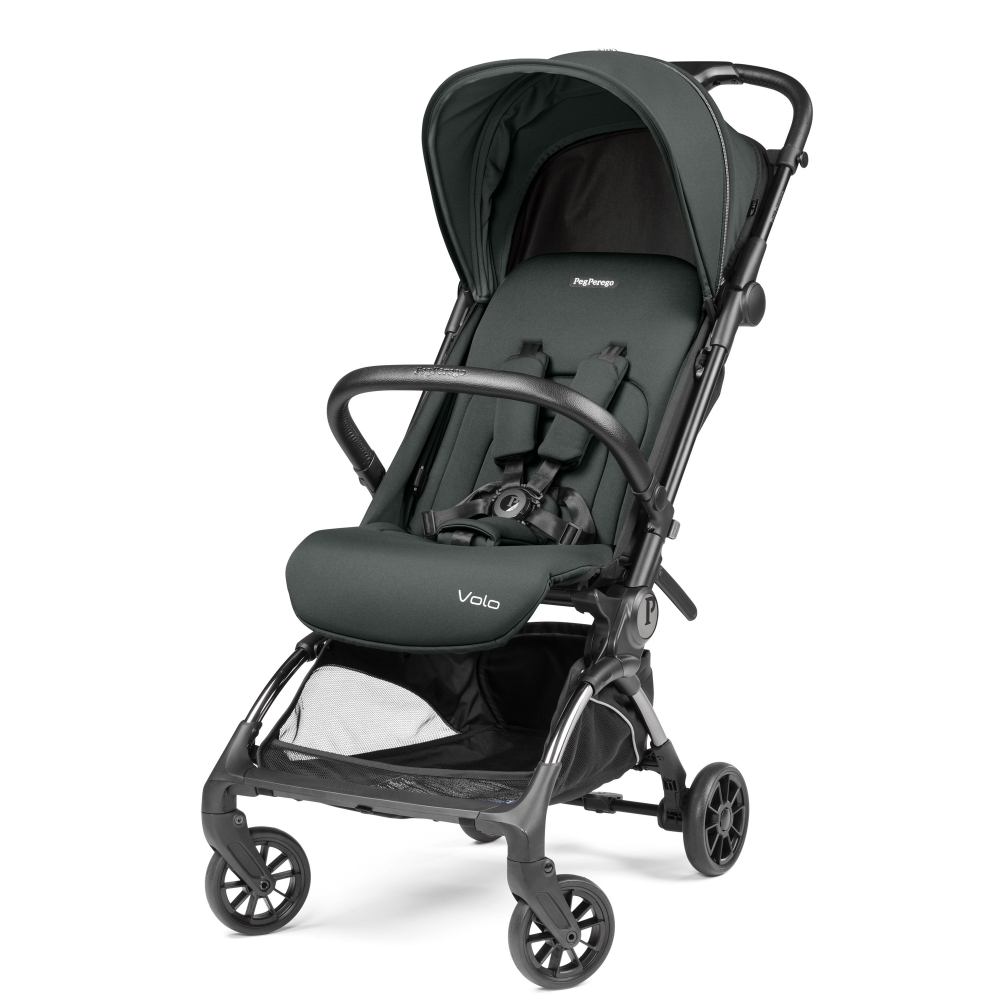 Carucior copii Peg Perego Volo, ultracompact, 0 - 22 kg, cu spatar si suport pentru picioare reglabile, frana centralizata, bara frontala detasabila si geanta transport inclusa, 5.4 kg, Metal, Verde - 5