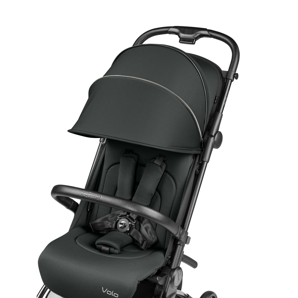Carucior copii Peg Perego Volo, ultracompact, 0 - 22 kg, cu spatar si suport pentru picioare reglabile, frana centralizata, bara frontala detasabila si geanta transport inclusa, 5.4 kg, Metal, Verde