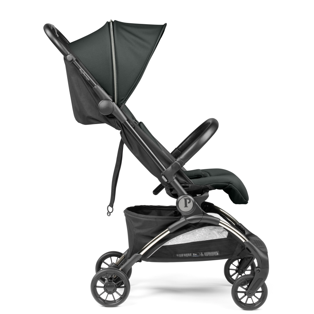 Carucior copii Peg Perego Volo, ultracompact, 0 - 22 kg, cu spatar si suport pentru picioare reglabile, frana centralizata, bara frontala detasabila si geanta transport inclusa, 5.4 kg, Metal, Verde - 4