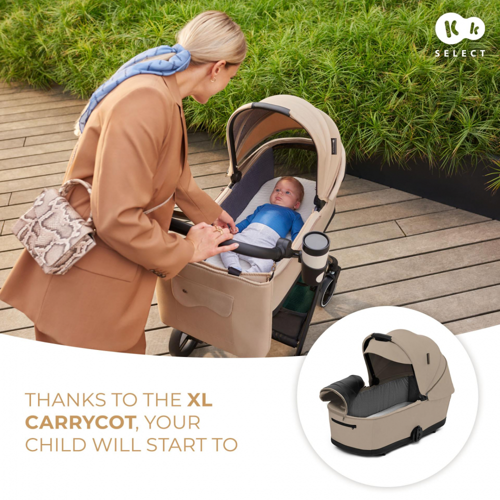 Carucior pentru copii 3 in 1 Kinderkraft Yoxi Sand Beige 0-22 kg, cadru din aluminiu, accesorii incluse - 6