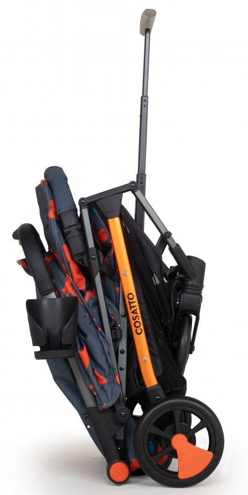 Carucior pentru copii Cosatto Woosh 3 Charcoal Mister Fox BB cu suspensii, cadru din aluminiu, sistem troller, suport pahar, greutate admisa 25 kg