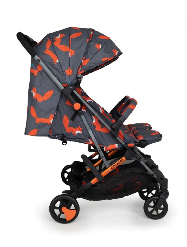 Carucior pentru gemeni Cosatto Woosh Double Charcoal Mr.Fox 0-22 kg cu husa de ploaie - 1