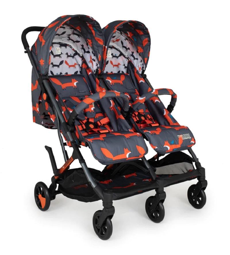 Carucior pentru gemeni Cosatto Woosh Double Charcoal Mr.Fox 0-22 kg cu husa de ploaie - 4
