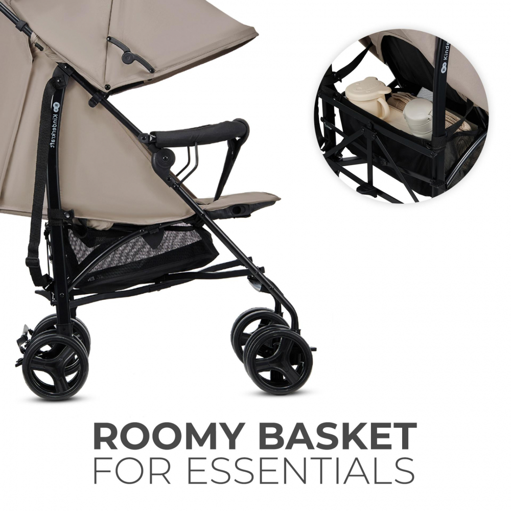 Carucior sport Kinderkraft Tik tip umbrela stone beige, spatar reglabil, pozitie somn, suport pentru picioare, roti din spuma Eva, greutate 6,5 kg - 1 | YEO