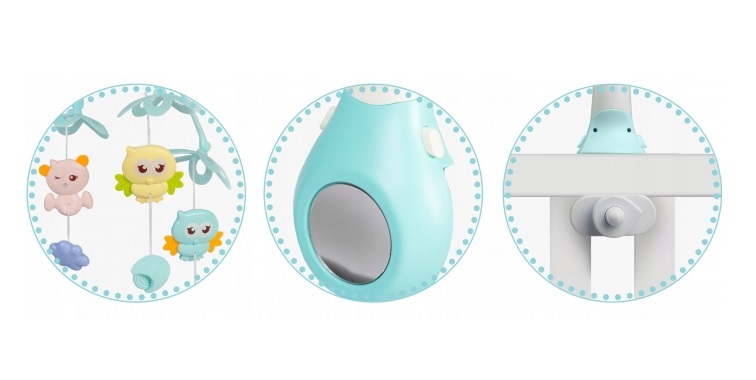 Carusel muzical 2in1 pentru bebelusi Ricokids Albastru cu telecomanda ,13 melodii linistitoare, cronometru, functie proiector si lampa de veghe - 6