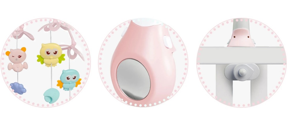 Carusel muzical 2in1 pentru bebelusi Ricokids Roz cu telecomanda ,13 melodii linistitoare, cronometru, functie proiector si lampa de veghe - 7