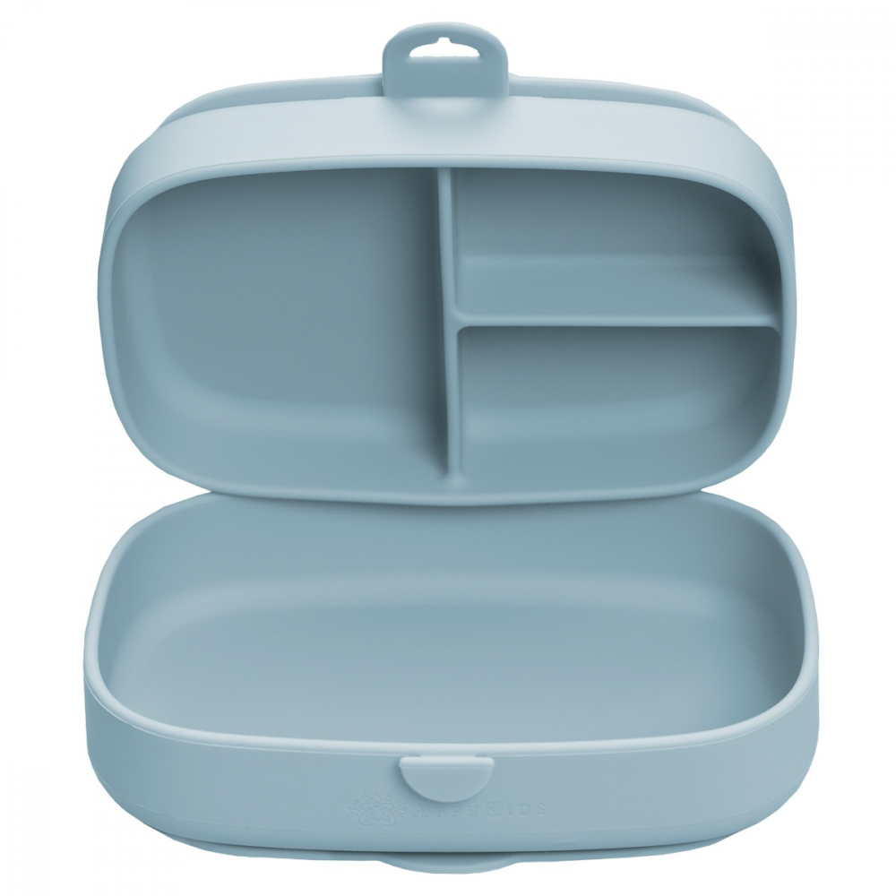 Caserola compartimentata din silicon cu ventuza AppeKids Magic Box Aqua Blue