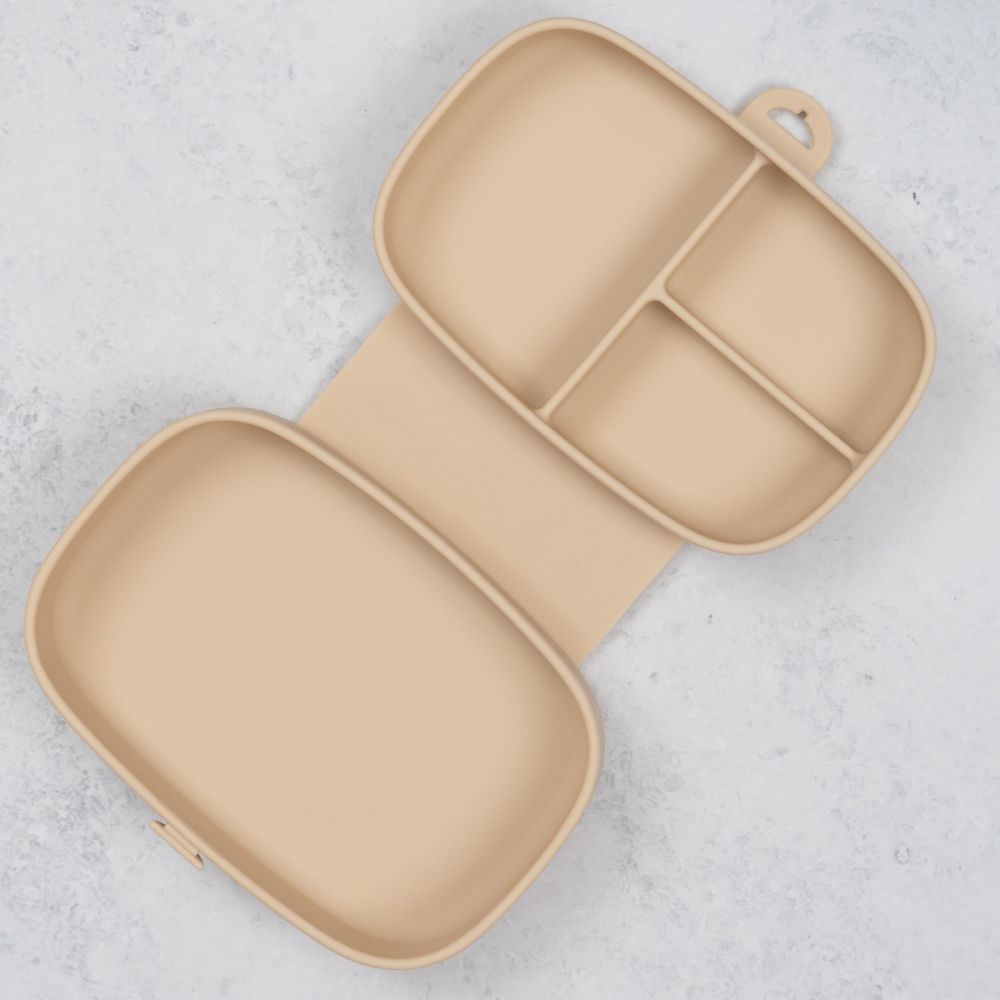 Caserola compartimentata din silicon cu ventuza AppeKids Magic Box Bubble Beige