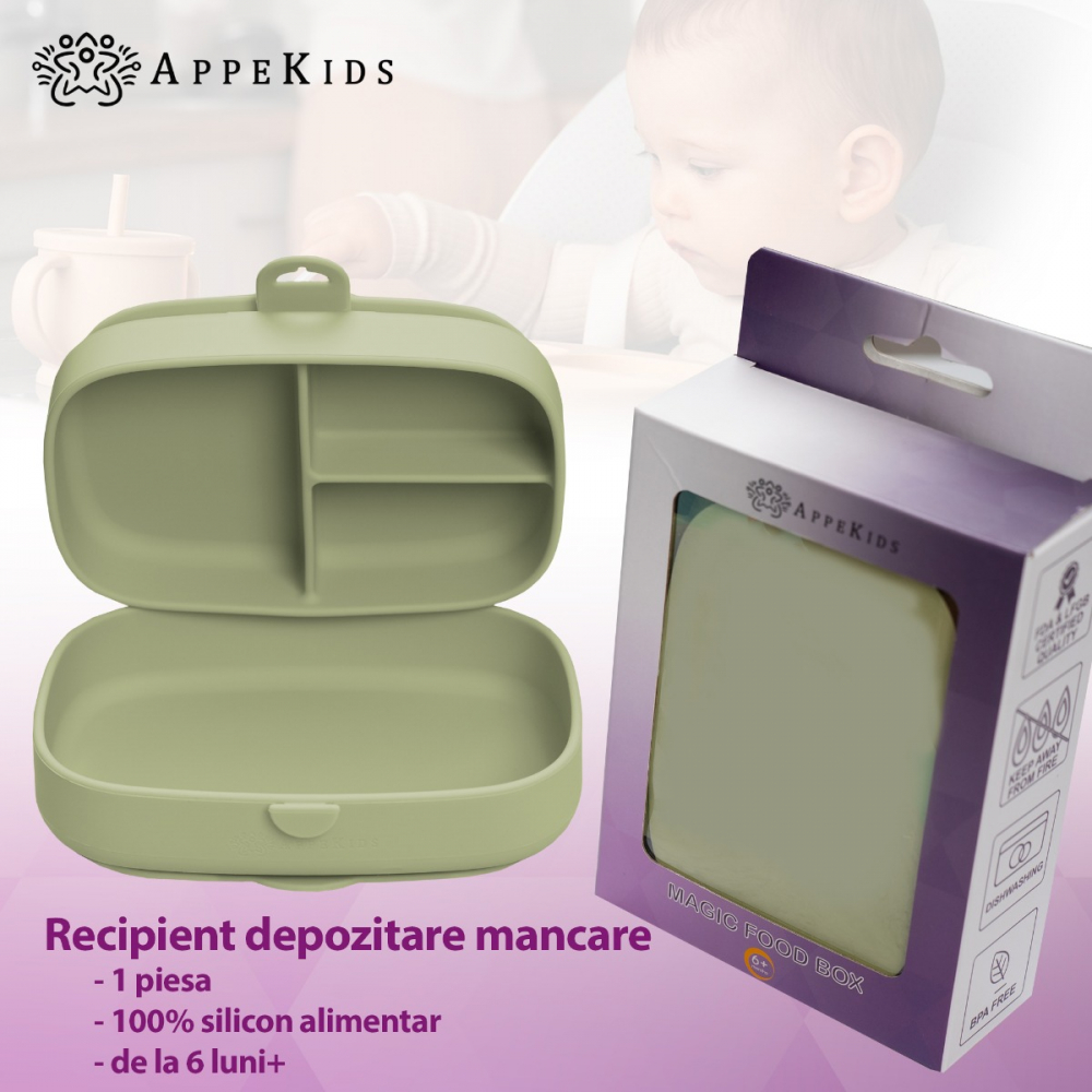 Caserola compartimentata din silicon cu ventuza AppeKids Magic Box Bubble Beige - 2 | YEO
