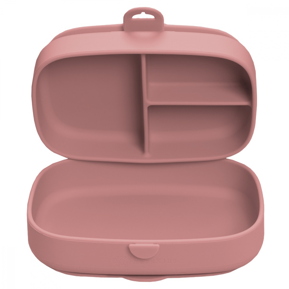Caserola compartimentata din silicon cu ventuza AppeKids Magic Box Old Rose