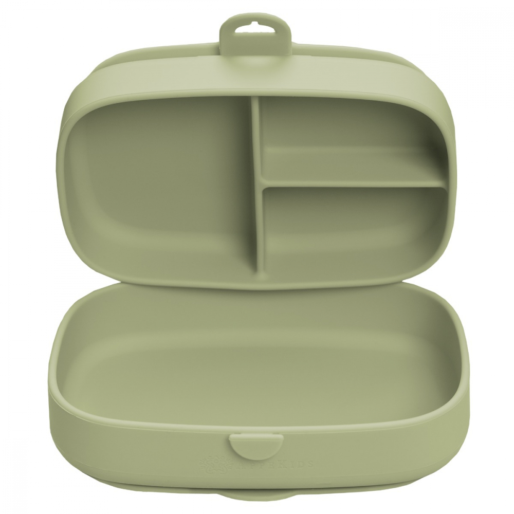 Caserola compartimentata din silicon cu ventuza AppeKids Magic Box Raw Green