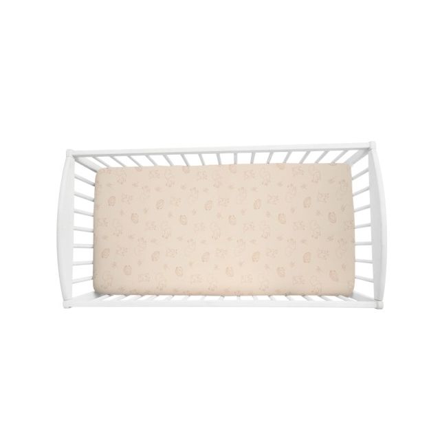 Cearceaf din bumbac pentru patut 120x60 cm Animale de Epoca Cream