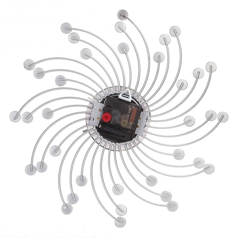 Ceas de perete cu cristale, 50 cm, mecanism quartz, cifre arabe, argintiu - 3
